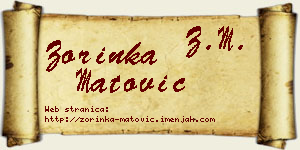 Zorinka Matović vizit kartica